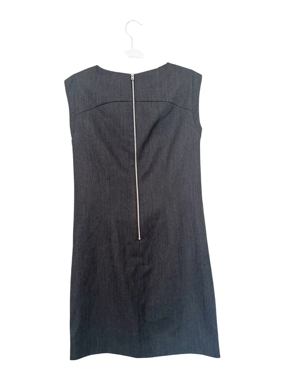 J.Crew Faux Leather Pocket Shift Dress Sleeveless Charcoal/Black Size 0 EUC